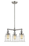207-SN-G182 3-Light 18" Brushed Satin Nickel Chandelier - Clear Canton Glass - LED Bulb - Dimmensions: 18 x 18 x 13<br>Minimum Height : 22.375<br>Maximum Height : 46.375 - Sloped Ceiling Compatible: Yes