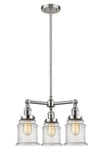 207-SN-G184 3-Light 18" Brushed Satin Nickel Chandelier - Seedy Canton Glass - LED Bulb - Dimmensions: 18 x 18 x 13<br>Minimum Height : 22.375<br>Maximum Height : 46.375 - Sloped Ceiling Compatible: Yes