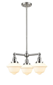 3-Light 20" Brushed Satin Nickel Chandelier - Matte White Cased Small Oxford Glass LED