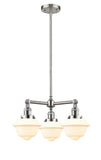 3-Light 20" Brushed Satin Nickel Chandelier - Matte White Cased Small Oxford Glass LED