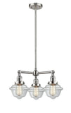 3-Light 20" Brushed Satin Nickel Chandelier - Clear Small Oxford Glass LED