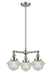 3-Light 20" Brushed Satin Nickel Chandelier - Seedy Small Oxford Glass LED