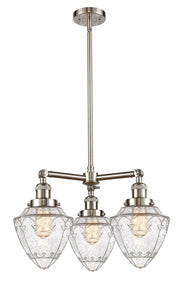 3-Light 20" Brushed Satin Nickel Chandelier - Seedy Small Bullet Glass LED