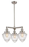 207-SN-G664-7 3-Light 20" Brushed Satin Nickel Chandelier - Seedy Small Bullet Glass - LED Bulb - Dimmensions: 20 x 20 x 17<br>Minimum Height : 26<br>Maximum Height : 50 - Sloped Ceiling Compatible: Yes