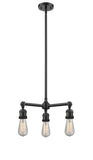 3-Light 15" Oil Rubbed Bronze Chandelier - Bare Bulb - LED Bulbs Included