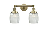 2-Light 16" Brushed Satin Nickel Bath Vanity Light - Thick Clear Halophane Colton Glass LED