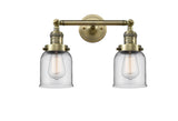 2-Light 16" Brushed Satin Nickel Bath Vanity Light - Clear Small Bell Glass LED