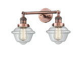 208-AC-G532 2-Light 17" Antique Copper Bath Vanity Light - Clear Small Oxford Glass - LED Bulb - Dimmensions: 17 x 9 x 10 - Glass Up or Down: Yes