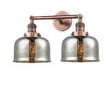 208-AC-G78 2-Light 18" Antique Copper Bath Vanity Light - Silver Plated Mercury Large Bell Glass - LED Bulb - Dimmensions: 18 x 9 x 12 - Glass Up or Down: Yes