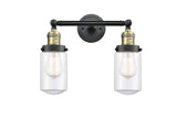 208-BAB-G312 2-Light 14" Black Antique Brass Bath Vanity Light - Clear Dover Glass - LED Bulb - Dimmensions: 14 x 7.5 x 10.75 - Glass Up or Down: Yes
