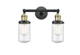 208-BAB-G314 2-Light 14" Black Antique Brass Bath Vanity Light - Seedy Dover Glass - LED Bulb - Dimmensions: 14 x 7.5 x 10.75 - Glass Up or Down: Yes