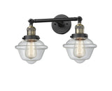 208-BAB-G532 2-Light 17" Black Antique Brass Bath Vanity Light - Clear Small Oxford Glass - LED Bulb - Dimmensions: 17 x 9 x 10 - Glass Up or Down: Yes