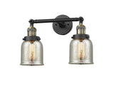 208-BAB-G58 2-Light 15" Black Antique Brass Bath Vanity Light - Silver Plated Mercury Small Bell Glass - LED Bulb - Dimmensions: 15 x 8 x 12 - Glass Up or Down: Yes