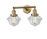 208-BB-G532 2-Light 17" Brushed Brass Bath Vanity Light - Clear Small Oxford Glass - LED Bulb - Dimmensions: 17 x 9 x 10 - Glass Up or Down: Yes