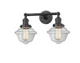 208-OB-G532 2-Light 17" Oil Rubbed Bronze Bath Vanity Light - Clear Small Oxford Glass - LED Bulb - Dimmensions: 17 x 9 x 10 - Glass Up or Down: Yes