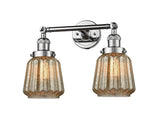 208-PC-G146 2-Light 16" Polished Chrome Bath Vanity Light - Mercury Plated Chatham Glass - LED Bulb - Dimmensions: 16 x 10 x 10 - Glass Up or Down: Yes