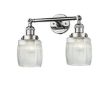 2-Light 16" Brushed Satin Nickel Bath Vanity Light - Thick Clear Halophane Colton Glass LED