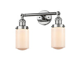208-PC-G311 2-Light 14" Polished Chrome Bath Vanity Light - Matte White Cased Dover Glass - LED Bulb - Dimmensions: 14 x 7.5 x 10.75 - Glass Up or Down: Yes