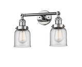 208-PC-G52 2-Light 16" Polished Chrome Bath Vanity Light - Clear Small Bell Glass - LED Bulb - Dimmensions: 16 x 8 x 10 - Glass Up or Down: Yes