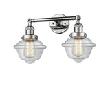 208-PC-G532 2-Light 17" Polished Chrome Bath Vanity Light - Clear Small Oxford Glass - LED Bulb - Dimmensions: 17 x 9 x 10 - Glass Up or Down: Yes