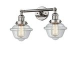 208-PN-G532 2-Light 17" Polished Nickel Bath Vanity Light - Clear Small Oxford Glass - LED Bulb - Dimmensions: 17 x 9 x 10 - Glass Up or Down: Yes