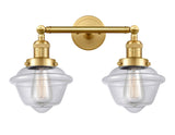 208-SG-G532 2-Light 17" Satin Gold Bath Vanity Light - Clear Small Oxford Glass - LED Bulb - Dimmensions: 17 x 9 x 10 - Glass Up or Down: Yes