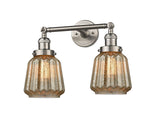 208-SN-G146 2-Light 16" Brushed Satin Nickel Bath Vanity Light - Mercury Plated Chatham Glass - LED Bulb - Dimmensions: 16 x 10 x 10 - Glass Up or Down: Yes