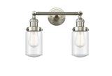 208-SN-G314 2-Light 14" Brushed Satin Nickel Bath Vanity Light - Seedy Dover Glass - LED Bulb - Dimmensions: 14 x 7.5 x 10.75 - Glass Up or Down: Yes