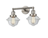 208-SN-G532 2-Light 17" Brushed Satin Nickel Bath Vanity Light - Clear Small Oxford Glass - LED Bulb - Dimmensions: 17 x 9 x 10 - Glass Up or Down: Yes