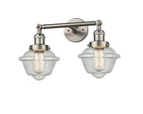 208-SN-G534 2-Light 17" Brushed Satin Nickel Bath Vanity Light - Seedy Small Oxford Glass - LED Bulb - Dimmensions: 17 x 9 x 10 - Glass Up or Down: Yes