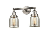 208-SN-G58 2-Light 15" Brushed Satin Nickel Bath Vanity Light - Silver Plated Mercury Small Bell Glass - LED Bulb - Dimmensions: 15 x 8 x 12 - Glass Up or Down: Yes