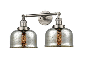 2-Light 18" Large Bell Bath Vanity Light - Bell-Urn Silver Plated Mercury Glass - Choice of Finish And Incandesent Or LED Bulbs
