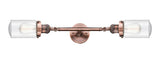 208L-AC-G314 2-Light 4.5" Antique Copper Bath Vanity Light - Seedy Dover Glass - LED Bulb - Dimmensions: 4.5 x 7.5 x 31.875 - Glass Up or Down: Yes