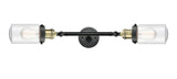 208L-BAB-G314 2-Light 4.5" Black Antique Brass Bath Vanity Light - Seedy Dover Glass - LED Bulb - Dimmensions: 4.5 x 7.5 x 31.875 - Glass Up or Down: Yes