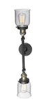 208L-BAB-G54 2-Light 5" Black Antique Brass Bath Vanity Light - Seedy Small Bell Glass - LED Bulb - Dimmensions: 5 x 8 x 30.375 - Glass Up or Down: Yes