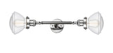 208L-PC-G324 2-Light 6.75" Polished Chrome Bath Vanity Light - Seedy Olean Glass - LED Bulb - Dimmensions: 6.75 x 10.375 x 28.875 - Glass Up or Down: Yes