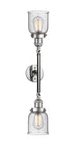 208L-PC-G54 2-Light 5" Polished Chrome Bath Vanity Light - Seedy Small Bell Glass - LED Bulb - Dimmensions: 5 x 8 x 30.375 - Glass Up or Down: Yes
