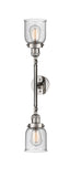 208L-PN-G54 2-Light 5" Polished Nickel Bath Vanity Light - Seedy Small Bell Glass - LED Bulb - Dimmensions: 5 x 8 x 30.375 - Glass Up or Down: Yes