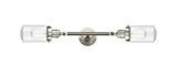 208L-SN-G314 2-Light 4.5" Brushed Satin Nickel Bath Vanity Light - Seedy Dover Glass - LED Bulb - Dimmensions: 4.5 x 7.5 x 31.875 - Glass Up or Down: Yes