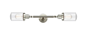 2-Light 4.5" Brushed Satin Nickel Bath Vanity Light - Seedy Dover Glass LED