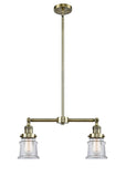 2-Light 21" Brushed Satin Nickel Island Light - Clear Small Canton Glass LED