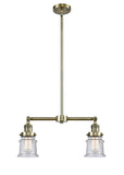 2-Light 21" Brushed Satin Nickel Island Light - Seedy Small Canton Glass LED