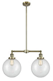 2-Light 25" Beacon Island Light - Globe-Orb Clear Glass - Choice of Finish And Incandesent Or LED Bulbs
