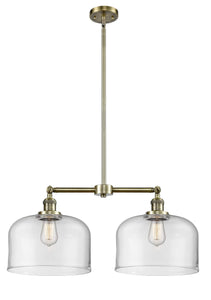 2-Light 21" Bell Island Light - Bell-Urn Clear Glass - Choice of Finish And Incandesent Or LED Bulbs
