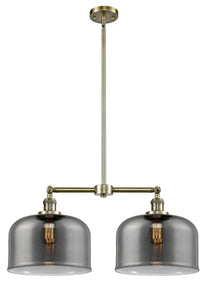 2-Light 21" Bell Island Light - Bell-Urn Plated Smoke Glass - Choice of Finish And Incandesent Or LED Bulbs