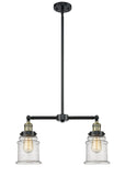209-BAB-G184 2-Light 21" Black Antique Brass Island Light - Seedy Canton Glass - LED Bulb - Dimmensions: 21 x 5 x 10<br>Minimum Height : 22.375<br>Maximum Height : 46.375 - Sloped Ceiling Compatible: Yes