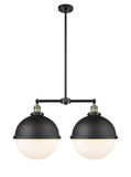 2-Light 18" Matte Black Island Light - Matte White Hampden Glass LED