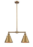 2-Light 23" Brushed Brass Island Light - Brushed Brass Appalachian Shade - LED Bulbs Included