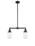 209-BK-G312 2-Light 21" Matte Black Island Light - Clear Dover Glass - LED Bulb - Dimmensions: 21 x 4.5 x 10.75<br>Minimum Height : 21.625<br>Maximum Height : 44.625 - Sloped Ceiling Compatible: Yes