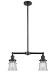 209-OB-G184S 2-Light 21" Oil Rubbed Bronze Island Light - Seedy Small Canton Glass - LED Bulb - Dimmensions: 21 x 5 x 10<br>Minimum Height : 20.625<br>Maximum Height : 44.625 - Sloped Ceiling Compatible: Yes